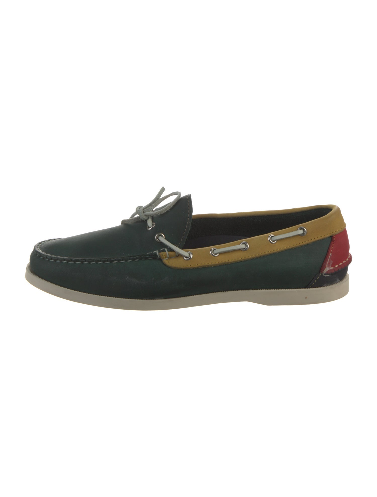 Ralph Lauren Leather Colorblock Pattern Boat Shoes