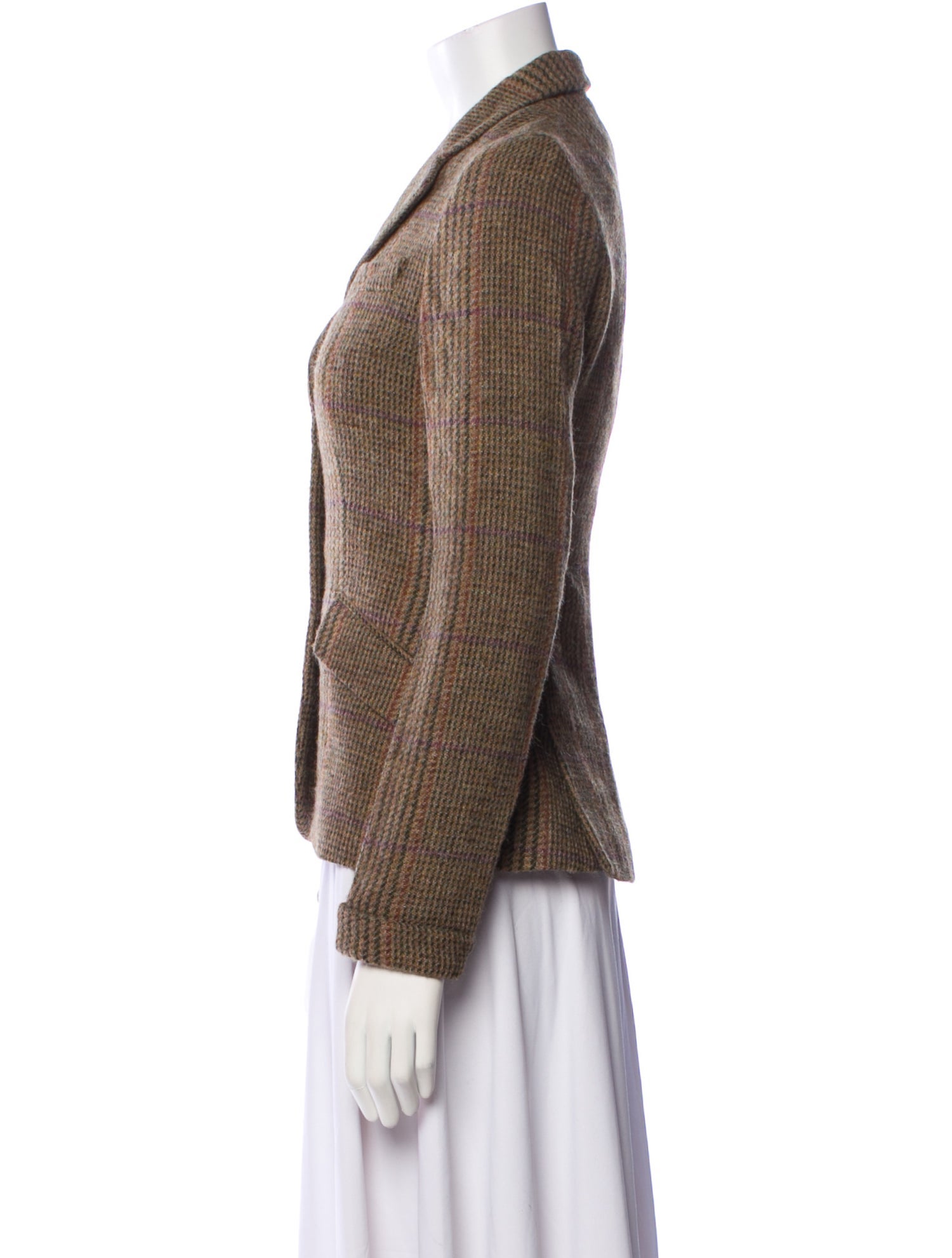 Ralph Lauren Lambswool Plaid Print Blazer