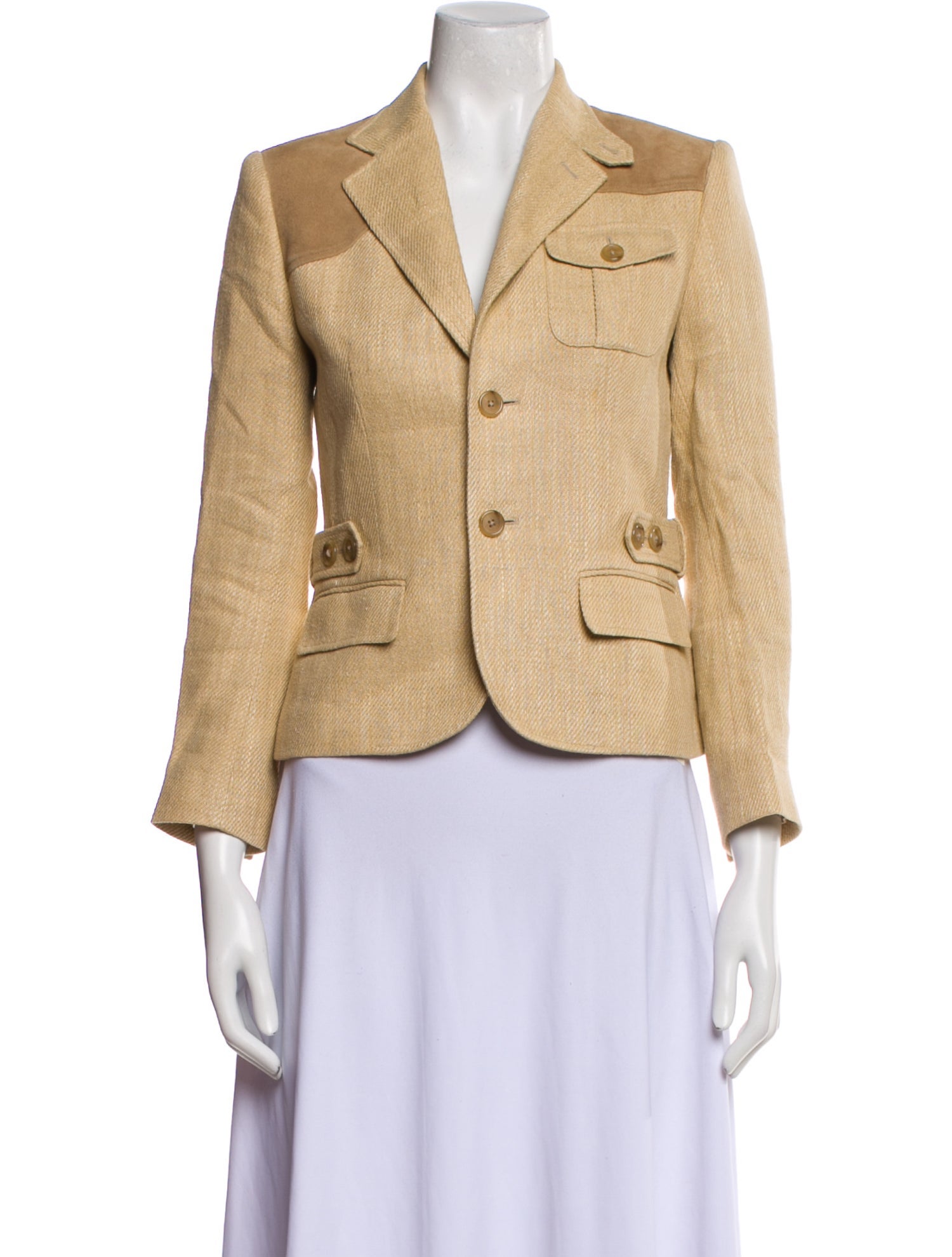 Ralph Lauren Linen Plaid Print Blazer