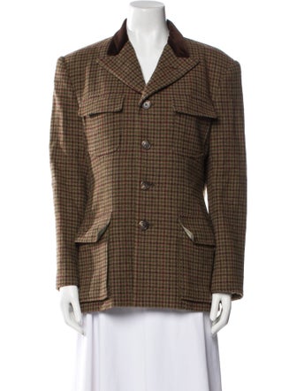 Ralph Lauren Wool Plaid Print Blazer