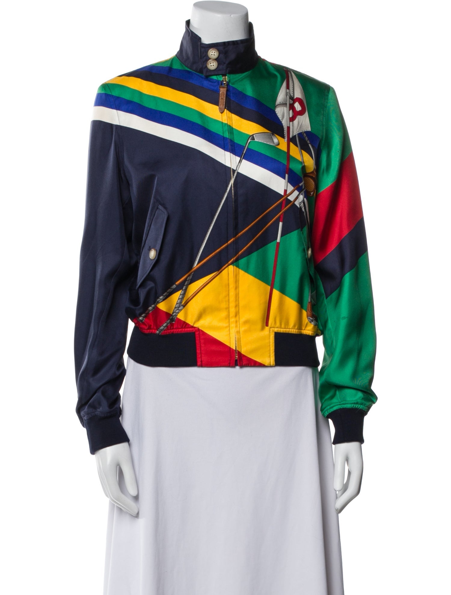 Ralph Lauren Silk Graphic Print Biker Jacket w/ Tags