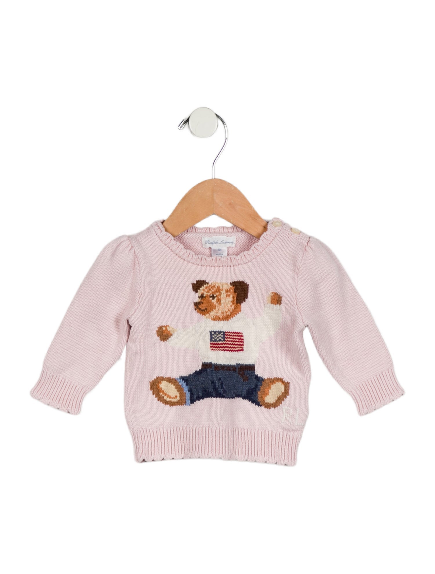 Ralph Lauren infant girls' pink multicolored sweater