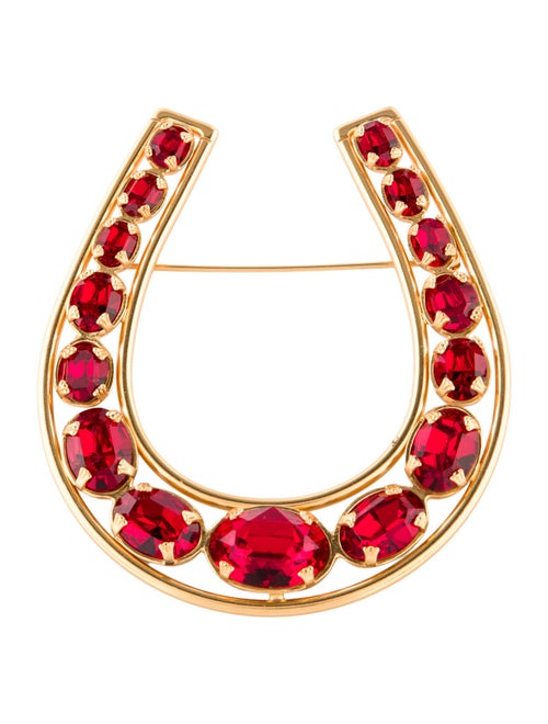 Ralph Lauren Crystal Horseshoe Brooch Pin