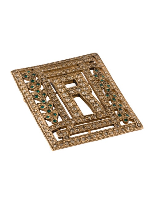 Ralph Lauren Crystal Embellished Logo Brooch Pin