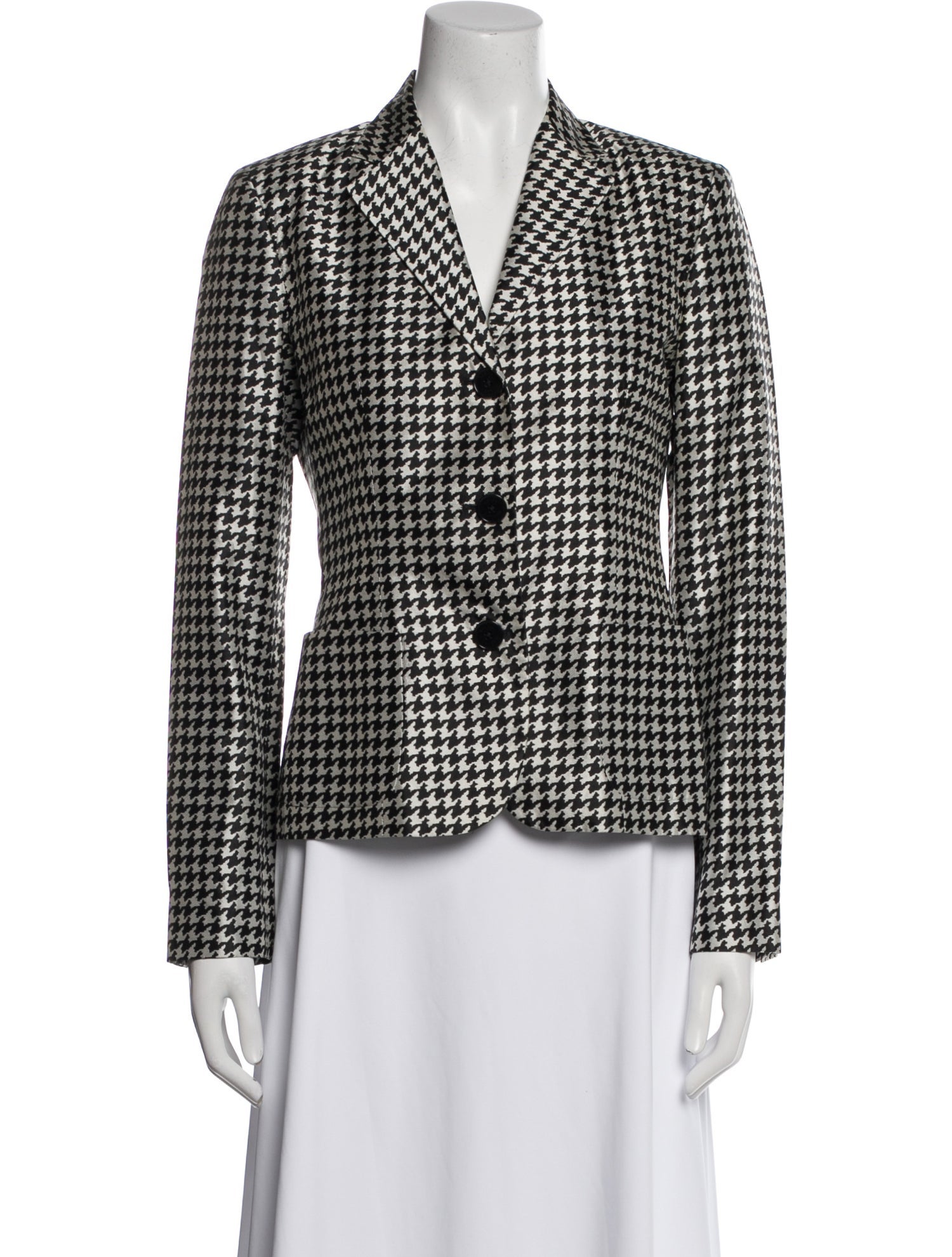 Ralph Lauren Silk Houndstooth Print Blazer