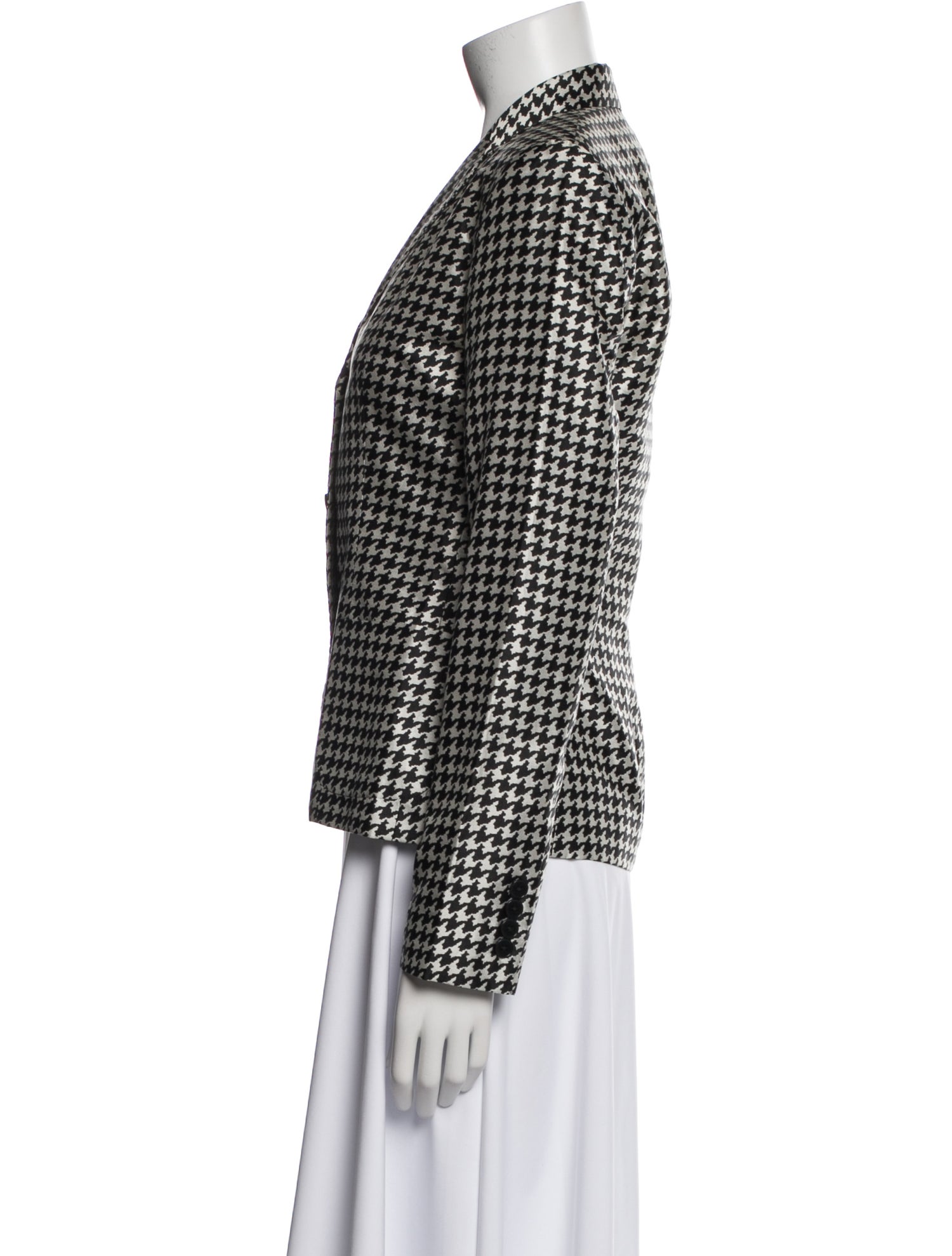 Ralph Lauren Silk Houndstooth Print Blazer