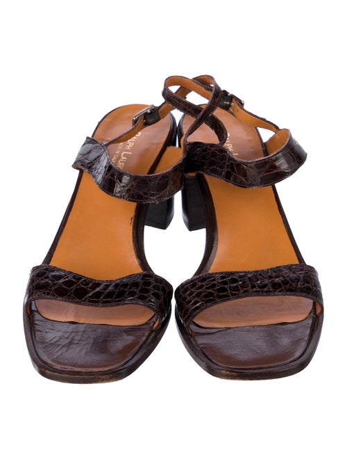 Ralph Lauren Embossed Leather Slingback Sandals