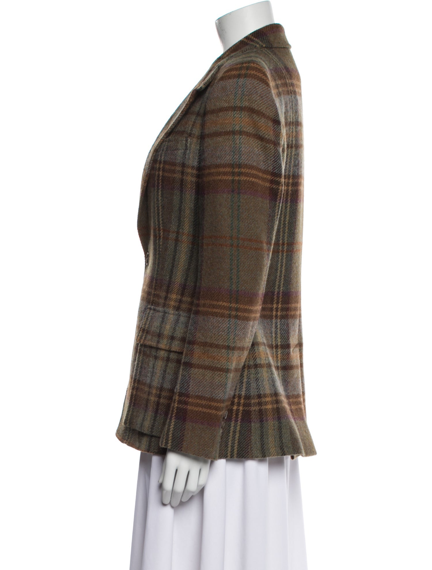 Ralph Lauren Lambswool Plaid Print Blazer