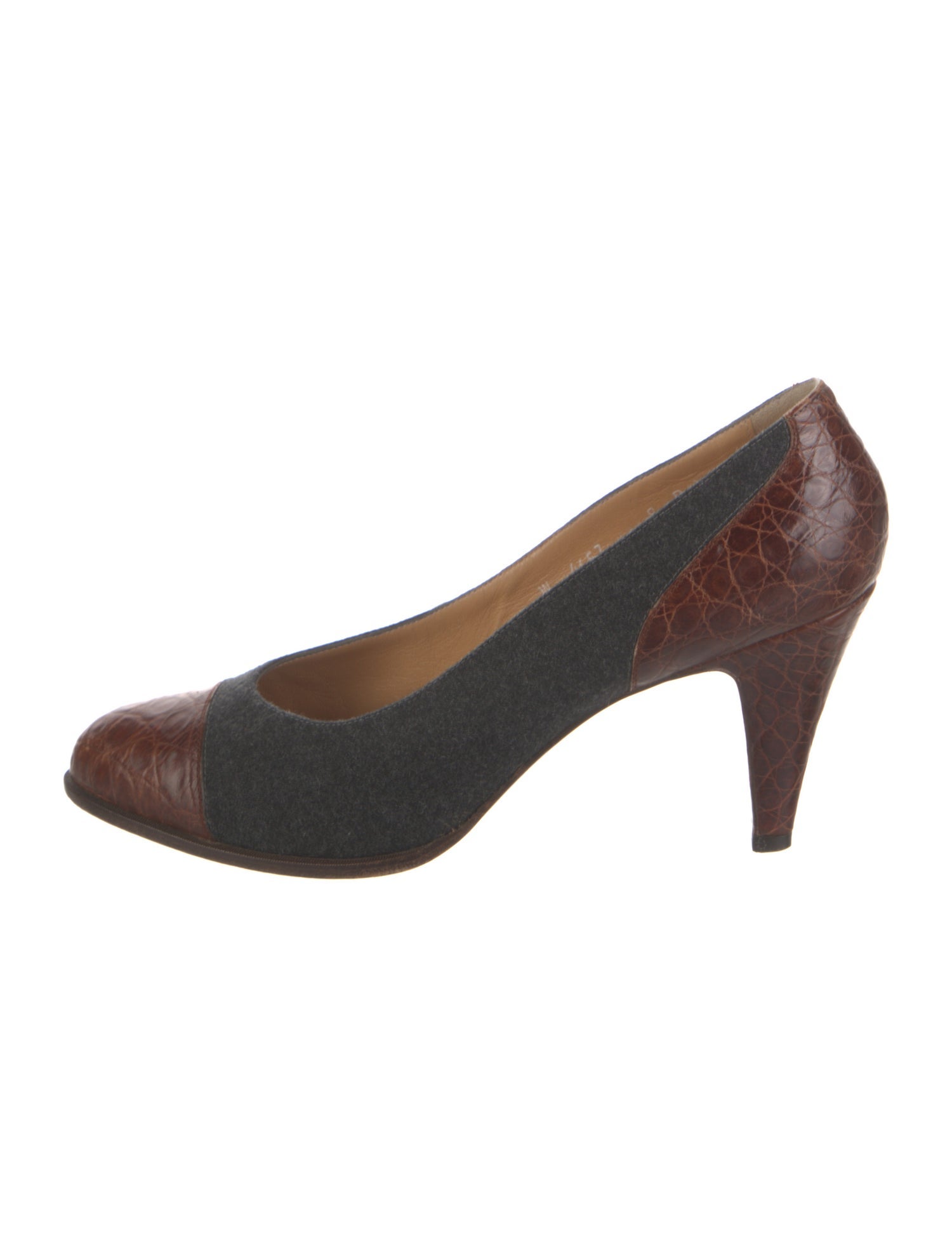 Ralph Lauren Embossed Leather Colorblock Pattern Pumps