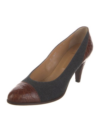 Ralph Lauren Embossed Leather Colorblock Pattern Pumps