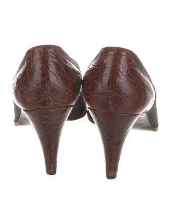 Ralph Lauren Embossed Leather Colorblock Pattern Pumps