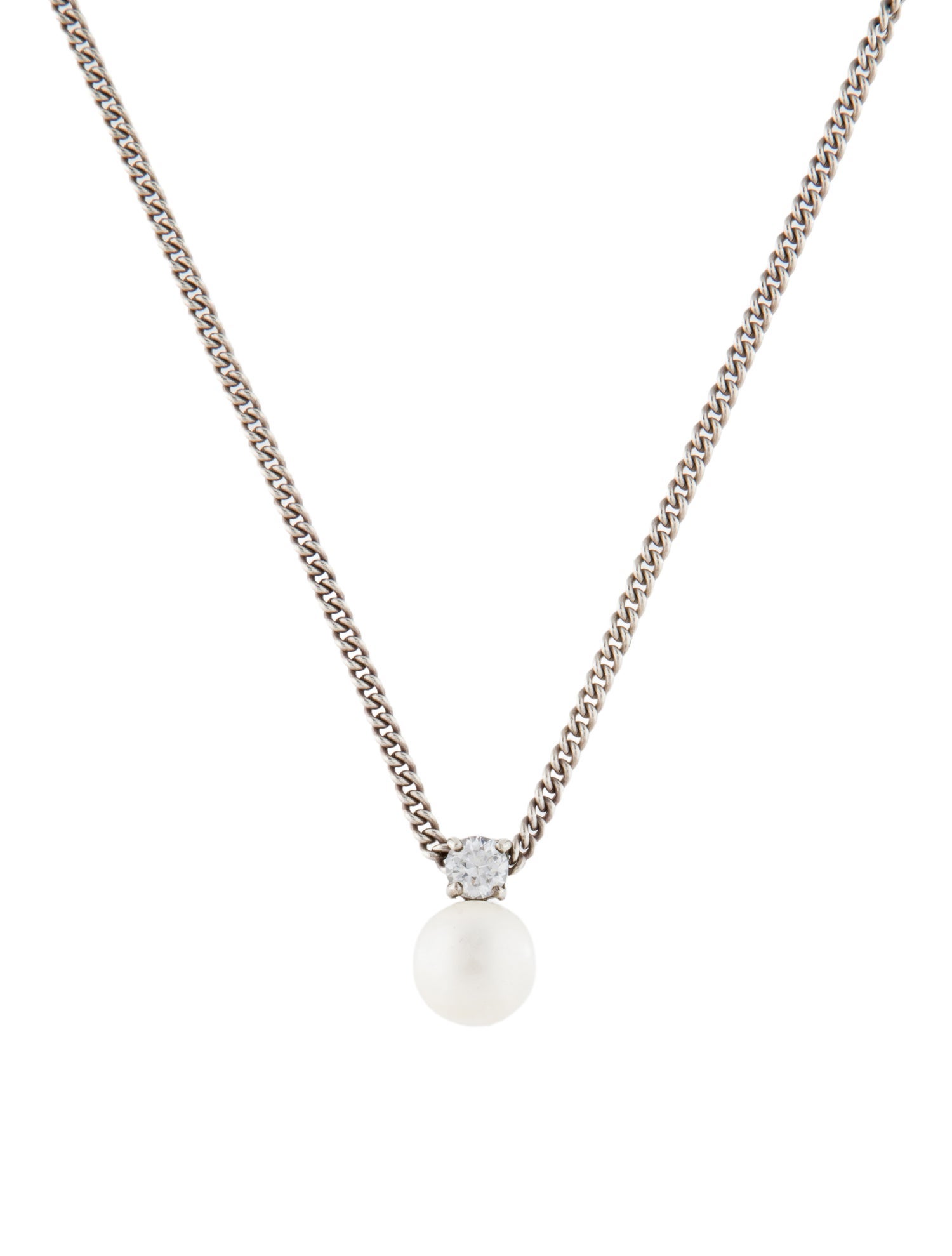 Ralph Lauren Faux Pearl & Crystal Pendant Necklace