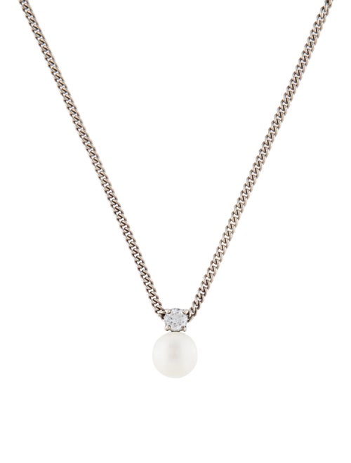 Ralph Lauren Faux Pearl & Crystal Pendant Necklace