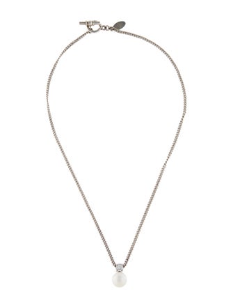 Ralph Lauren Faux Pearl & Crystal Pendant Necklace