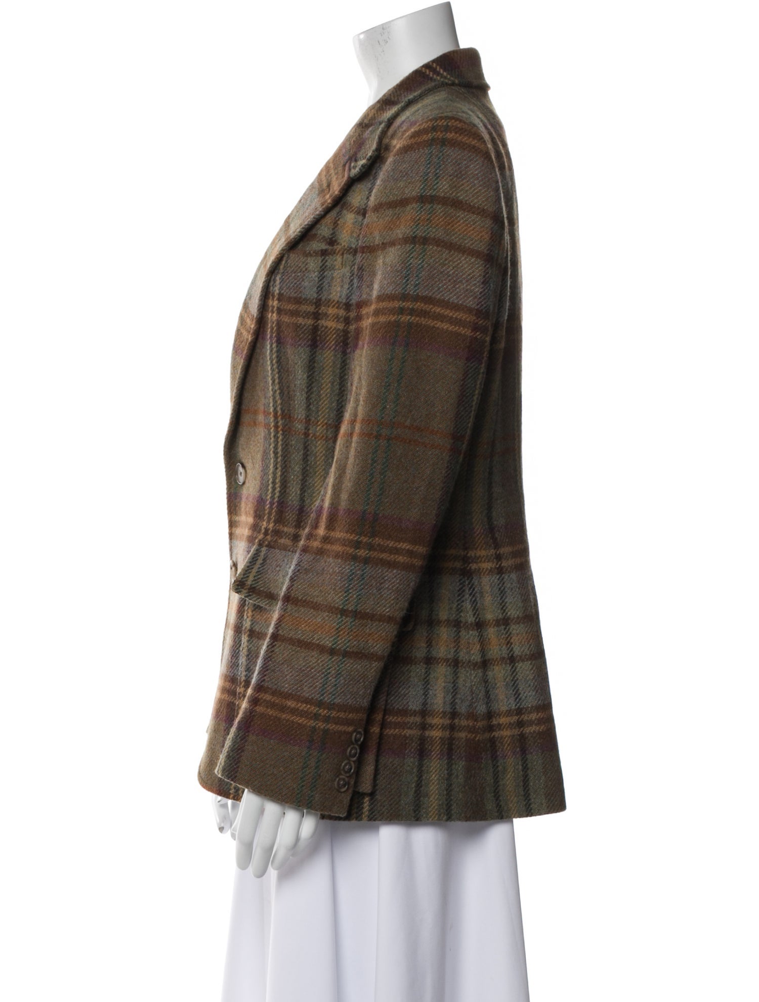 Ralph Lauren Lambswool Plaid Print Blazer