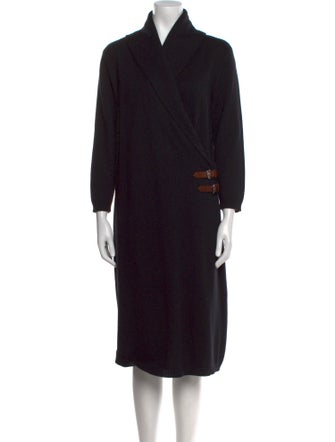 Ralph Lauren Black Label Merino Wool Midi Length Dress