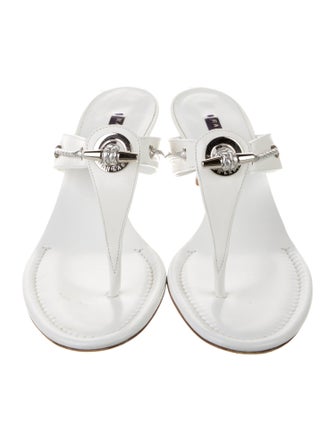 Ralph Lauren Leather Braided Accents T-Strap Sandals