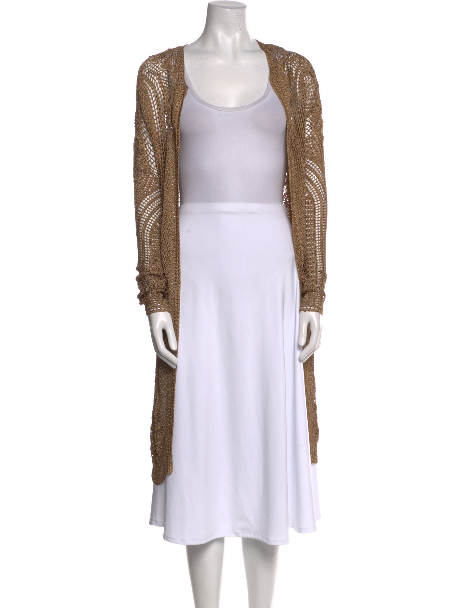 Ralph Lauren Black Label Crochet Open Front Sweater