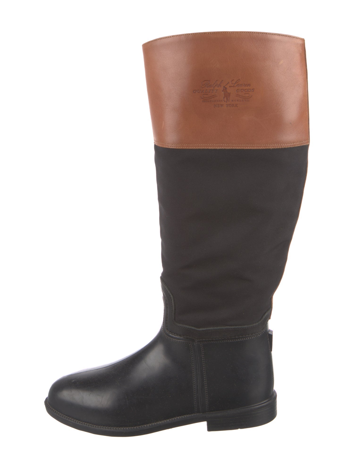 Ralph Lauren Leather Colorblock Pattern Boots