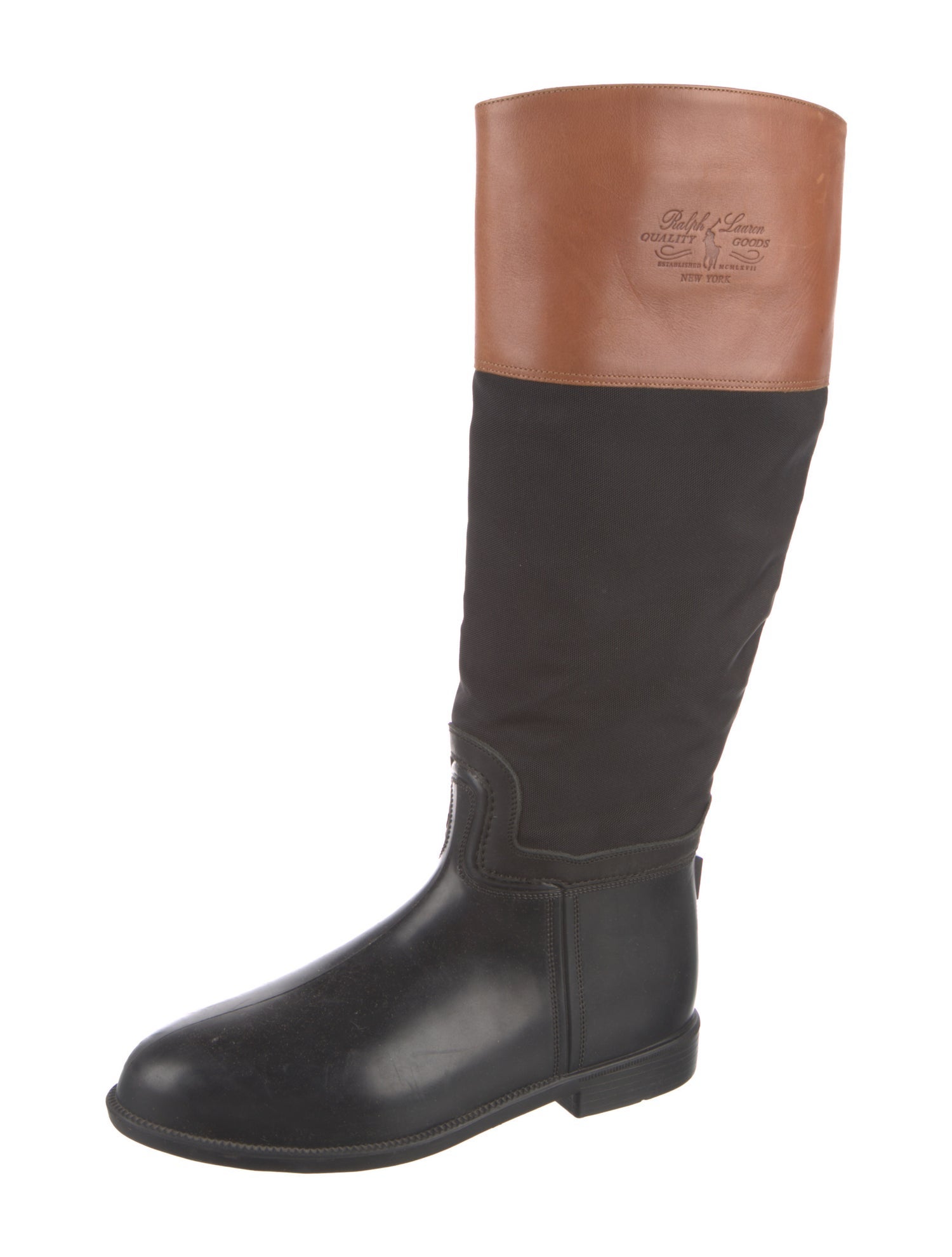 Ralph Lauren Leather Colorblock Pattern Boots