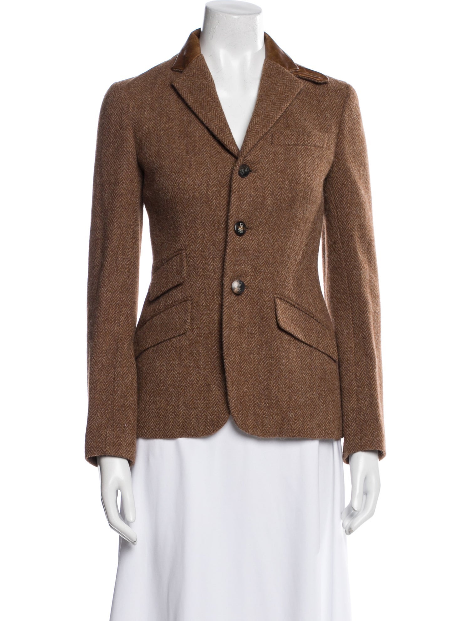 Ralph Lauren Wool Plaid Print Blazer