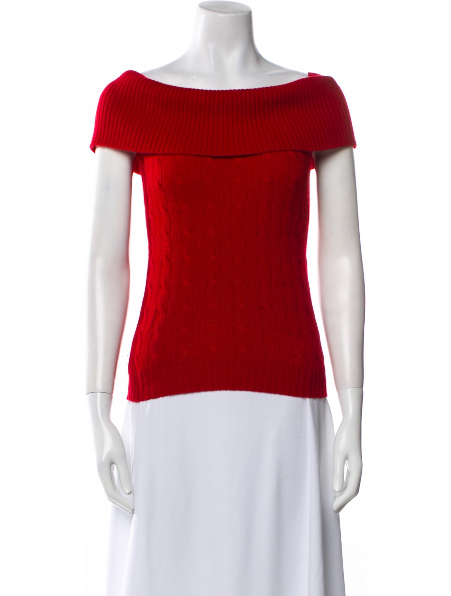 Ralph Lauren Cashmere Off-The-Shoulder Sweater