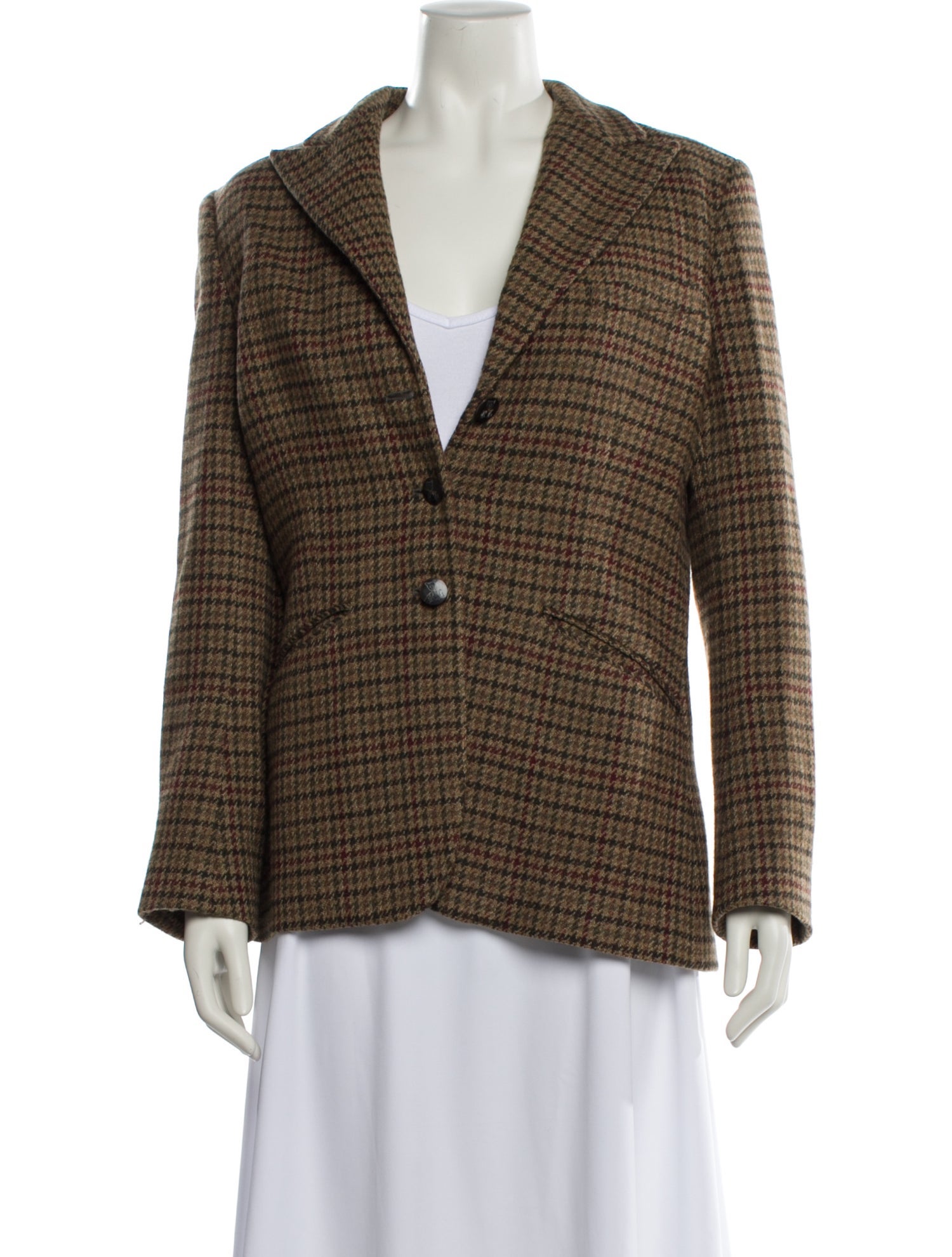 Ralph Lauren Wool Houndstooth Print Blazer