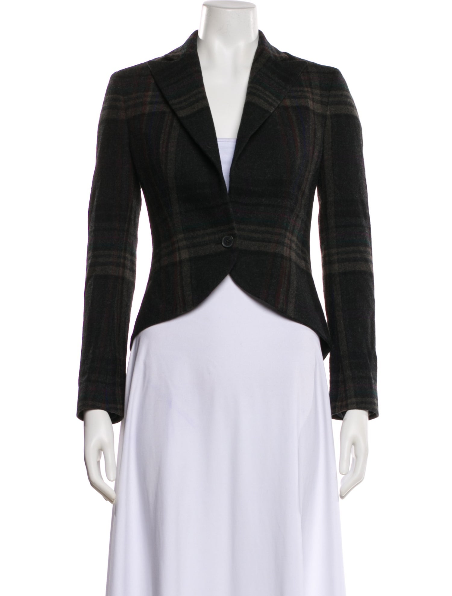 Ralph Lauren Lambswool Plaid Print Blazer