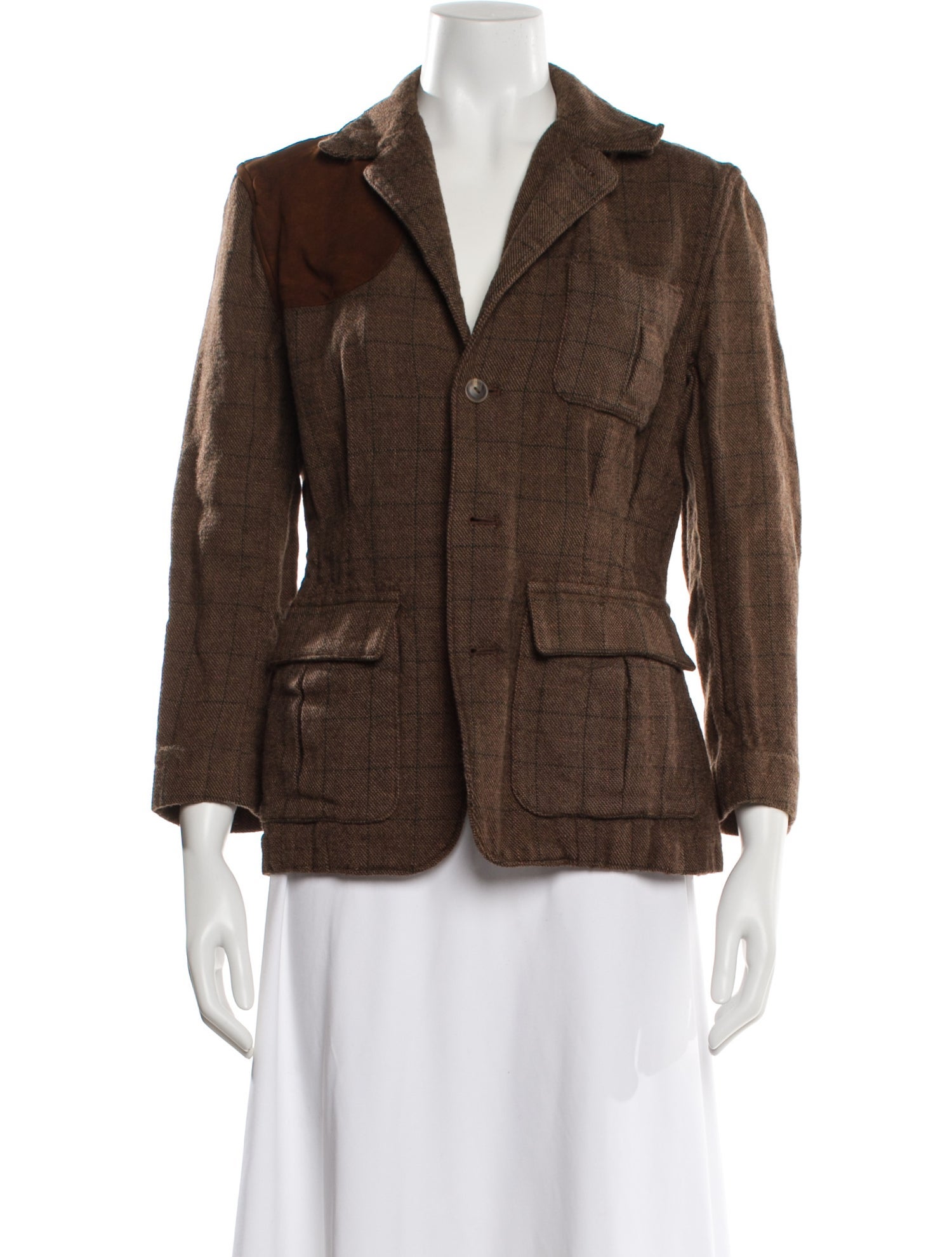 Ralph Lauren Wool Plaid Print Blazer