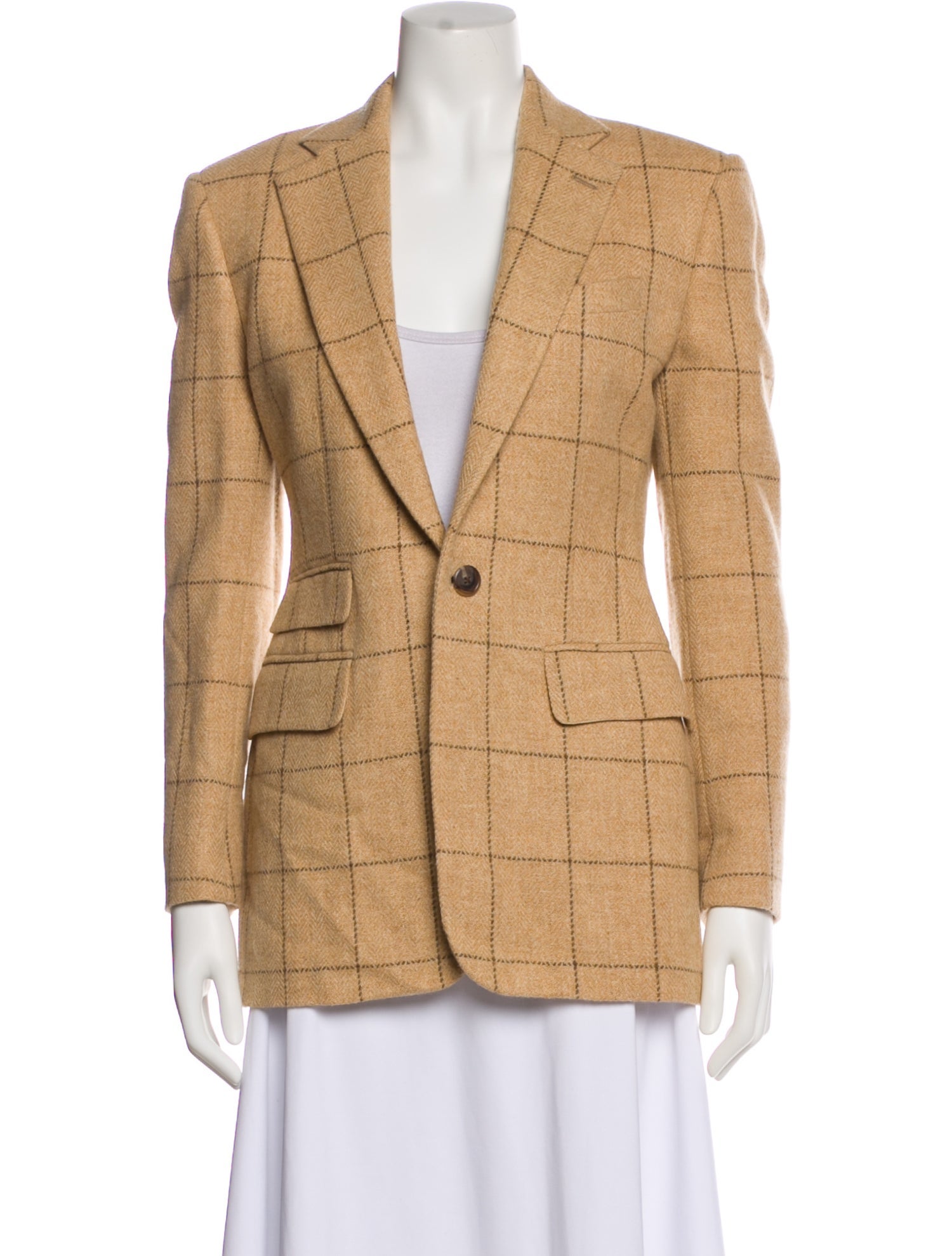 Ralph Lauren Wool Plaid Print Blazer