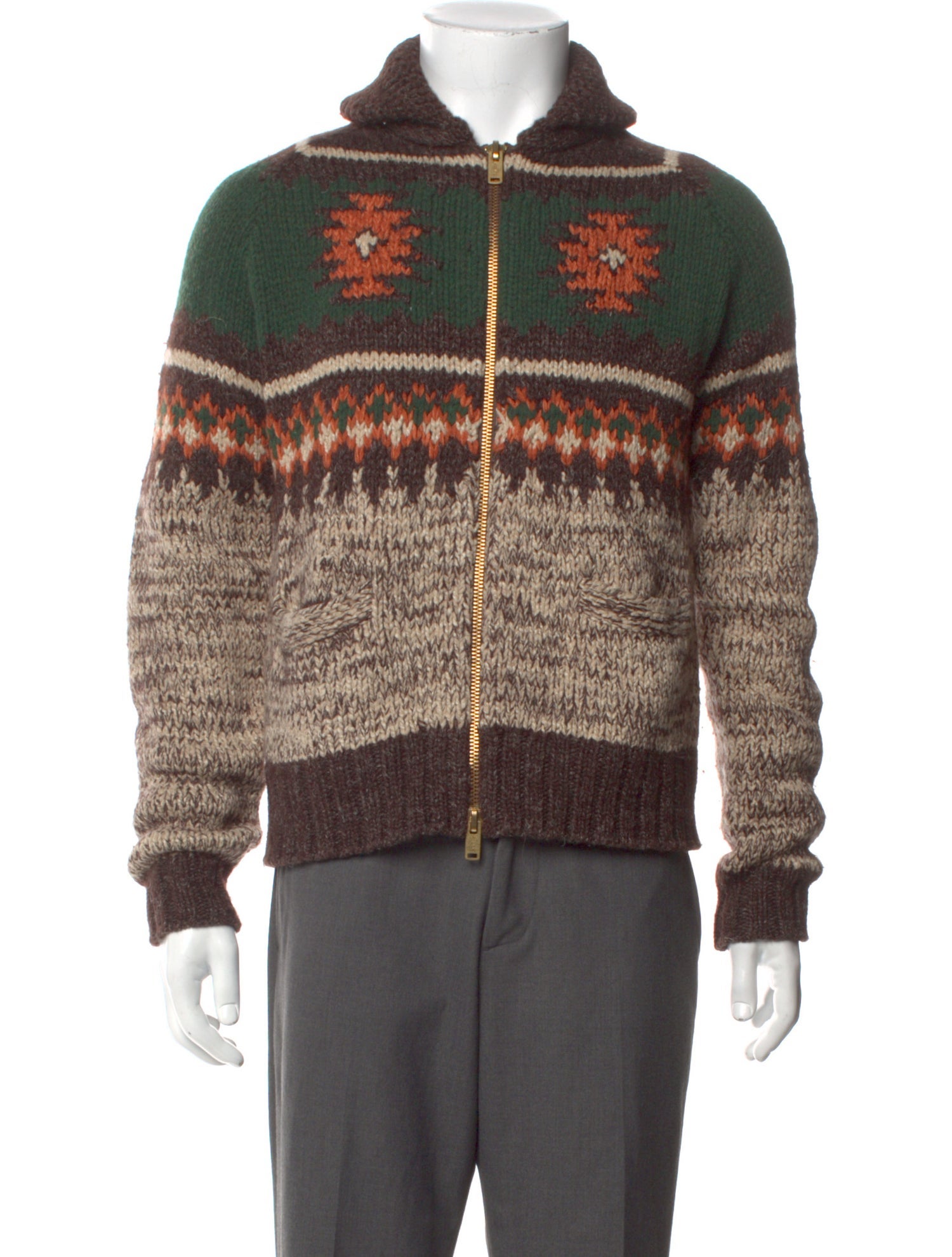 Ralph Lauren Patterned Collar Cardigan