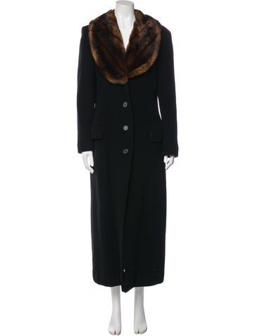 Pre-owned Ralph Lauren Virgin Wool Coat In Black