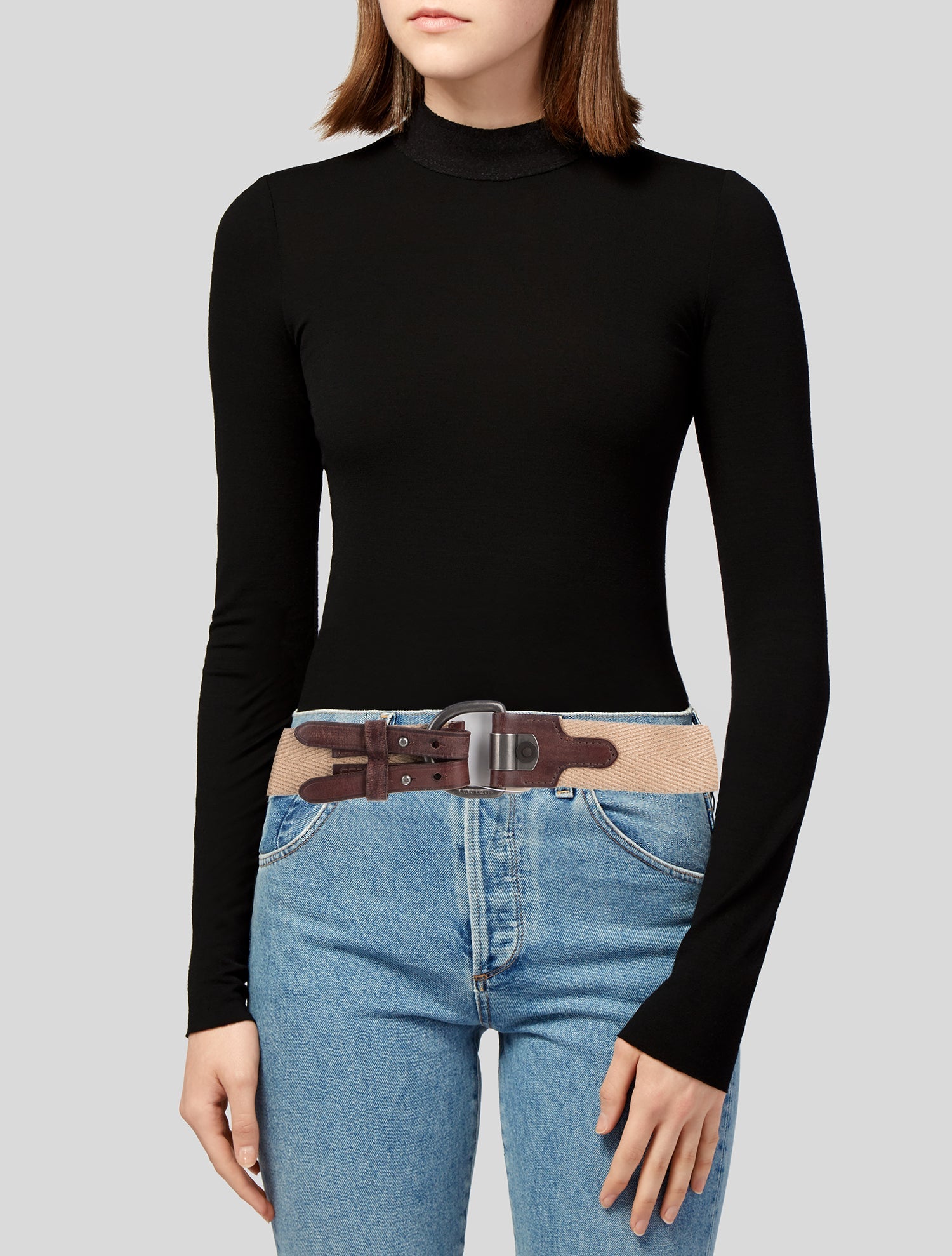 Ralph Lauren Leather Trim Embellishment Waist Belt