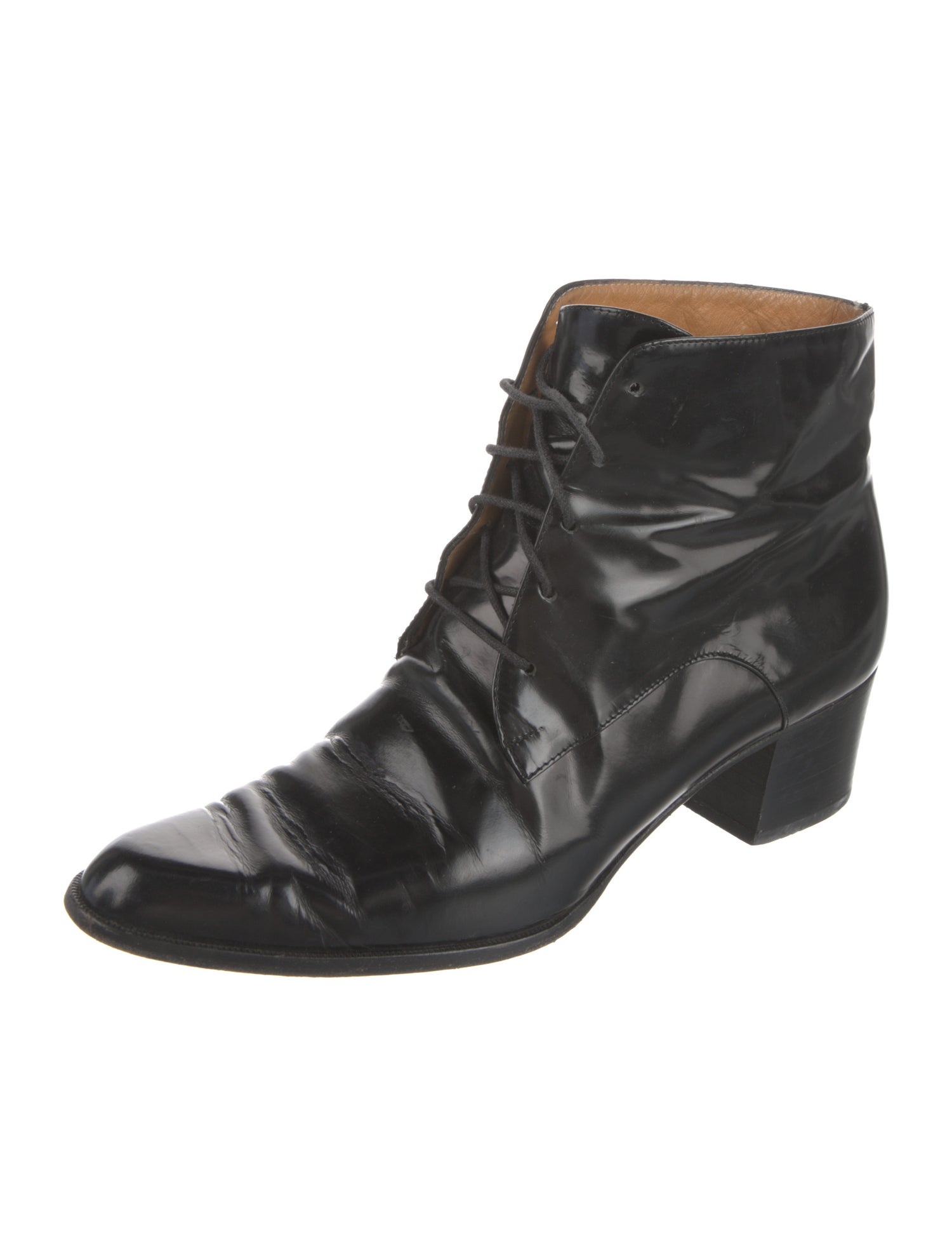 Ralph Lauren Patent Leather Lace-Up Boots