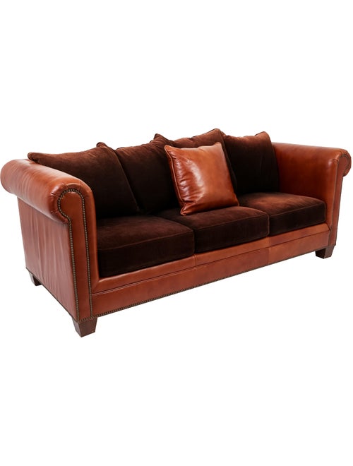 Ralph Lauren Leather Corduroy Sofa Furniture Wyg22356 The