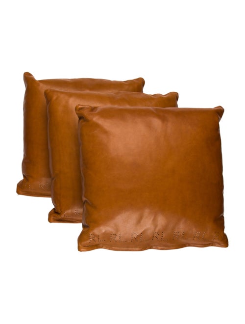Ralph Lauren Set Of 3 Leather Throw Pillows Bedding Bath
