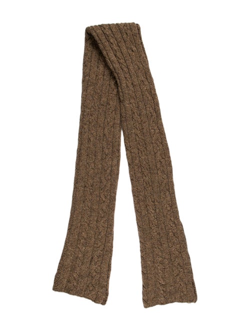 Ralph Lauren Wool & Silk Cable Knit Scarf Brown