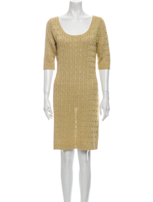 Ralph Lauren Scoop Neck Mini Dress Metallic