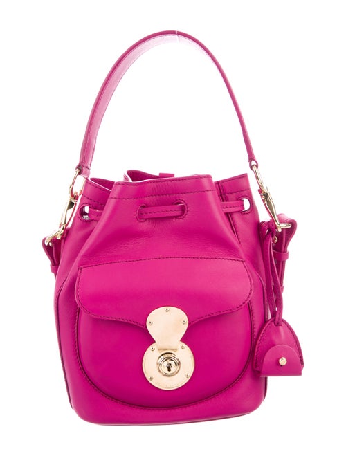 Ralph Lauren Leather Ricky Bucket Bag Magenta