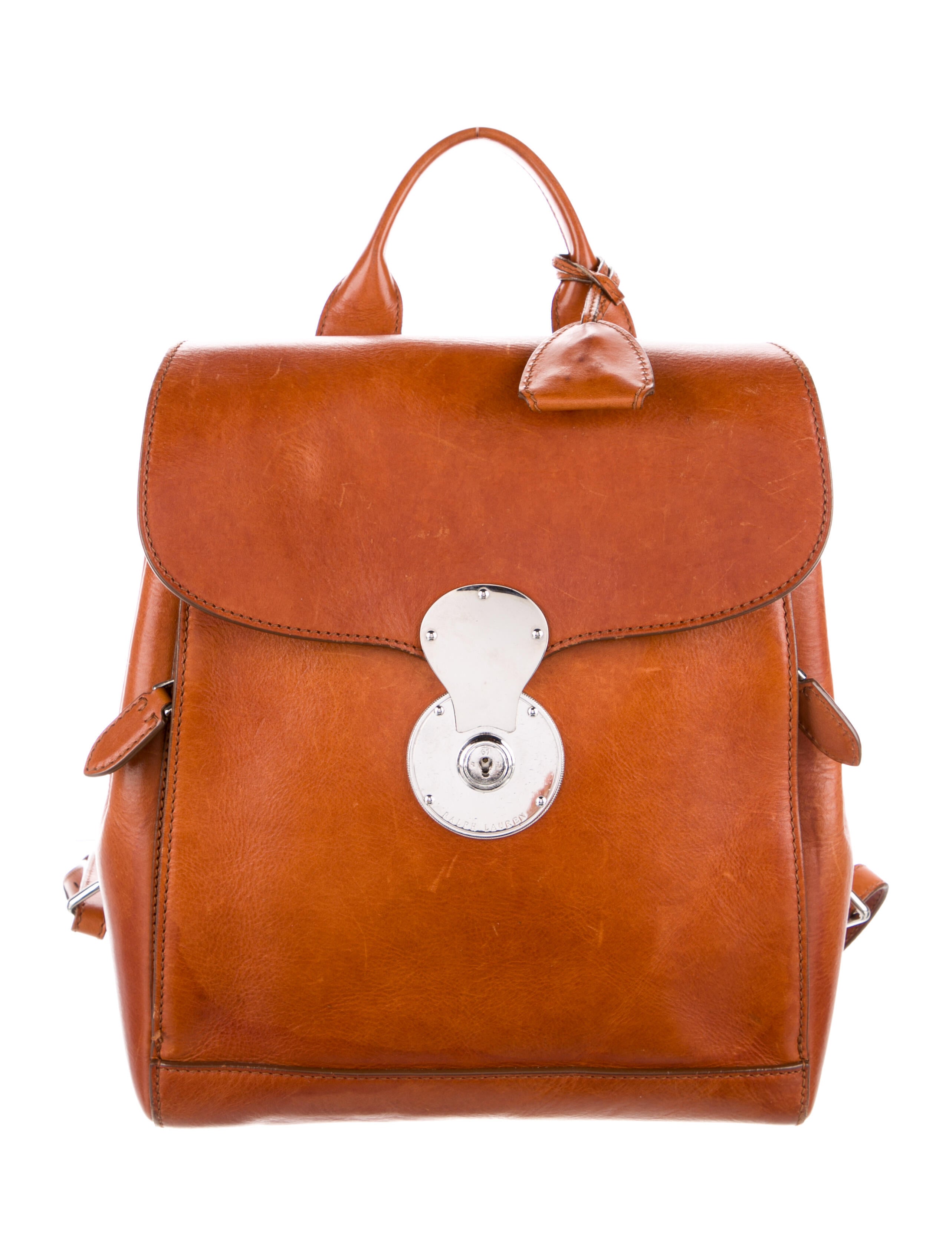 Ralph Lauren Leather Backpack Bag Brown Backpacks, Handbags