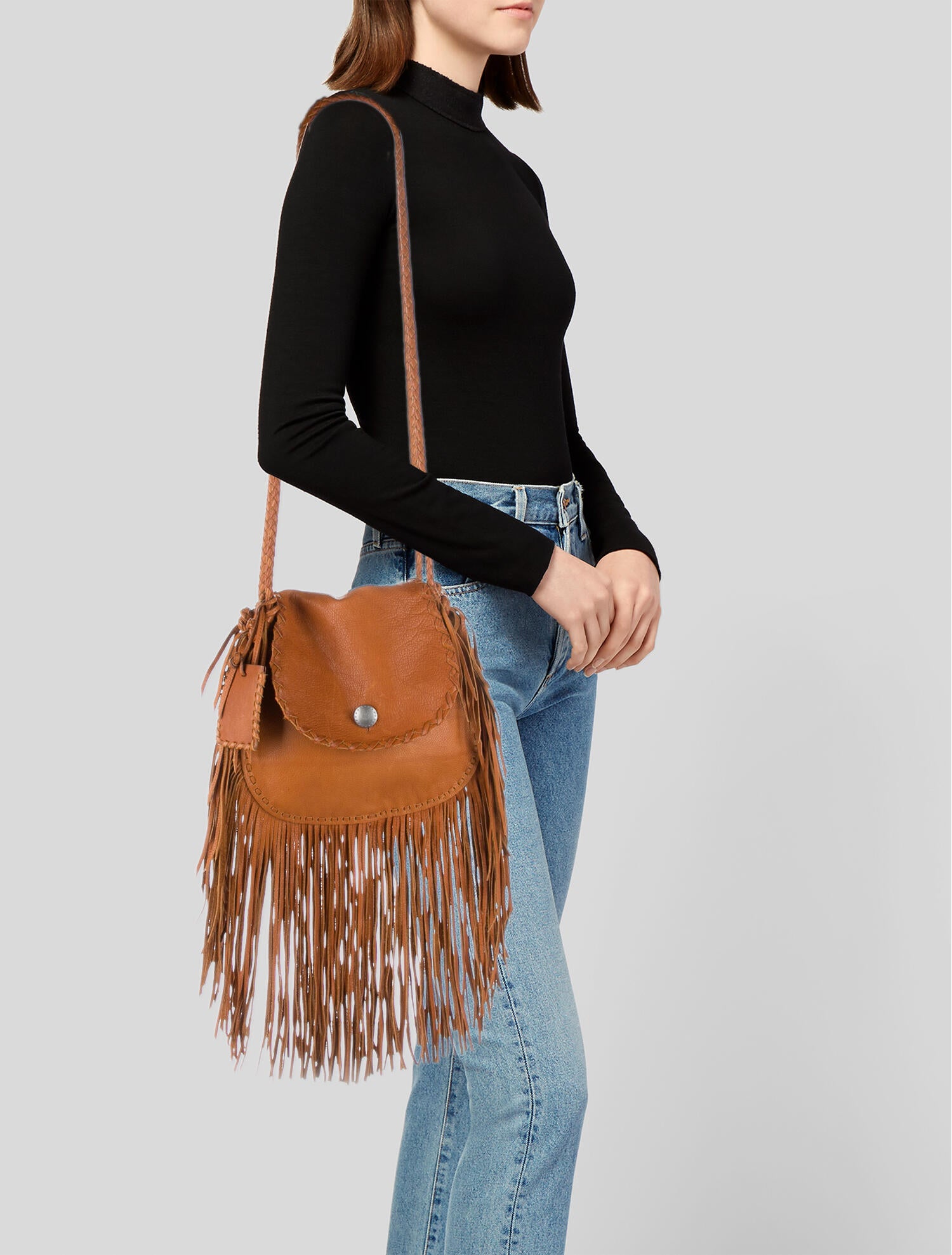 Ralph Lauren Fringe-Trimmed Leather Crossbody Bag - Brown