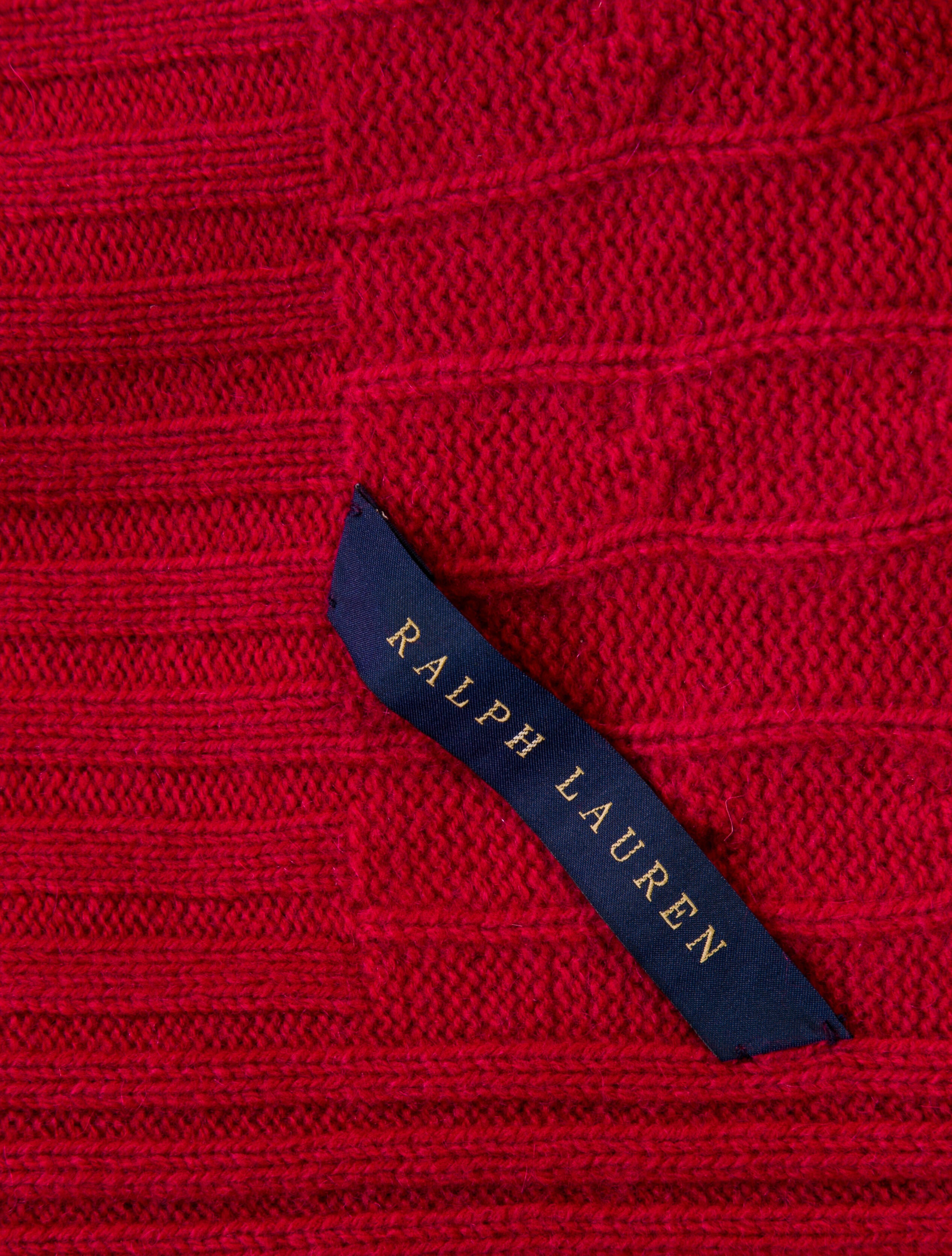 Ralph Lauren Cable Knit Cashmere Throw Blanket Red Throws, Pillows