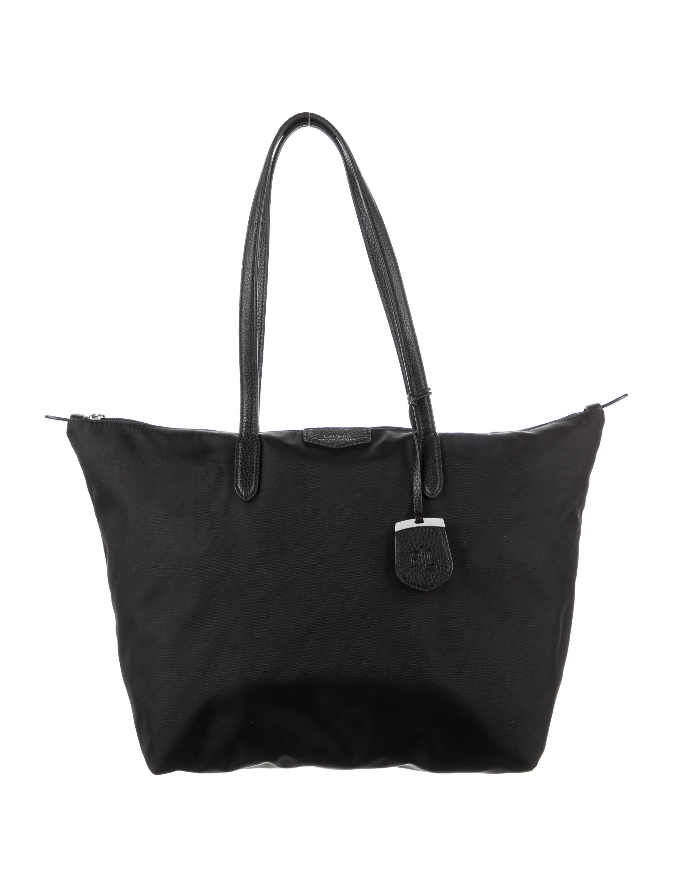 Ralph Lauren Nylon LeatherTrimmed Tote Black Totes, Handbags