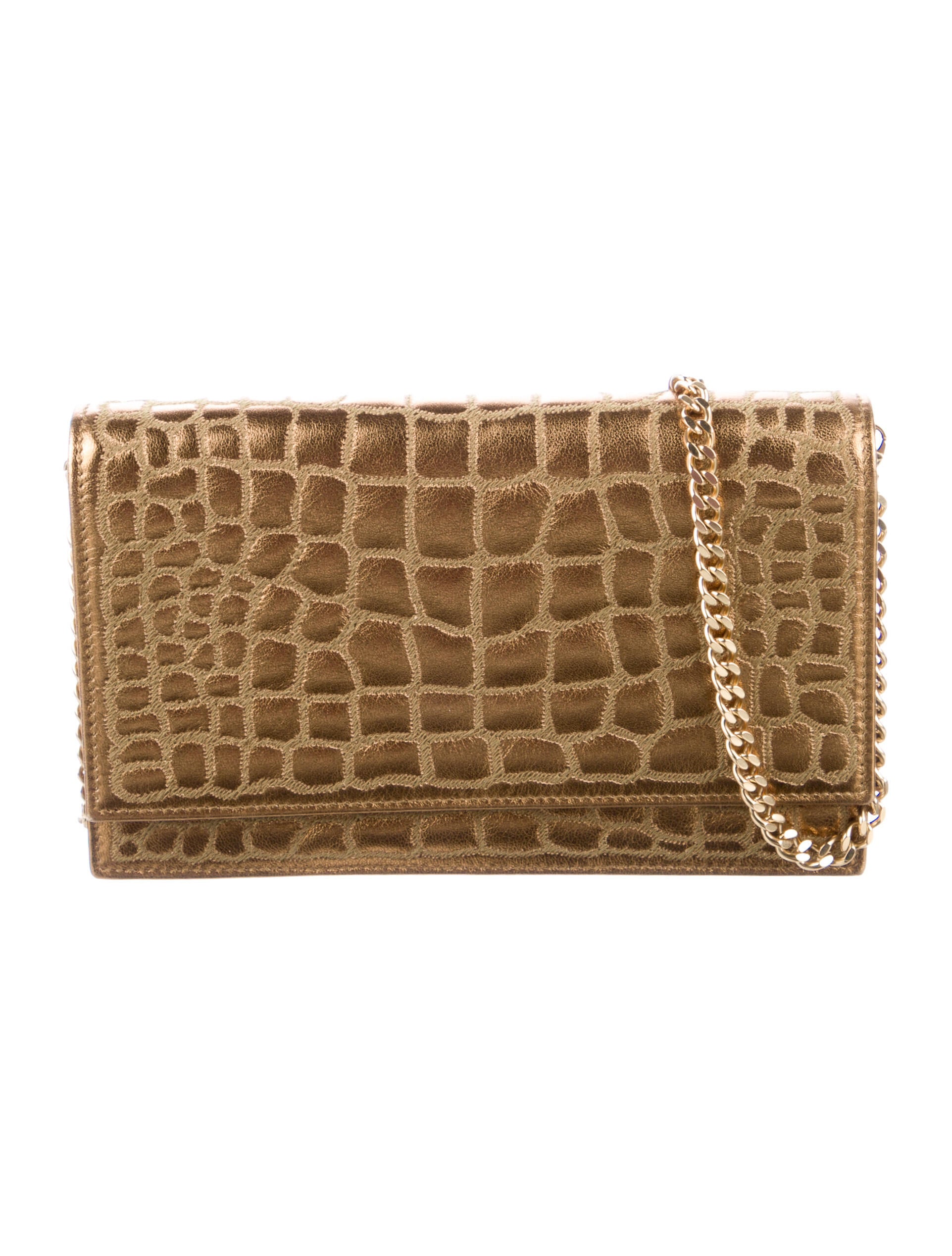 Ralph Lauren Embossed Metallic Crossbody Gold Crossbody Bags