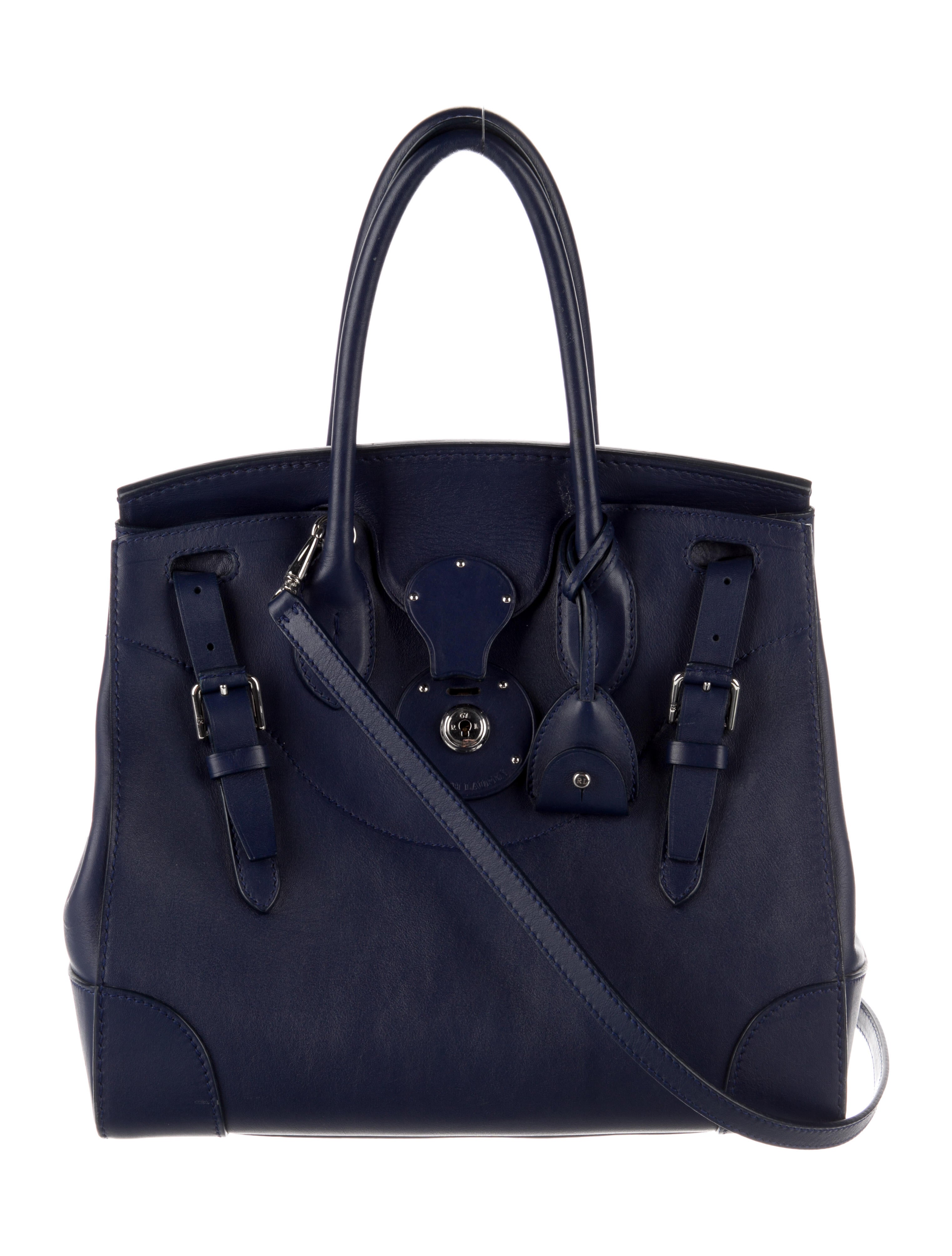 Ralph Lauren Leather Tote Bag Blue Handle Bags, Handbags WYG96049