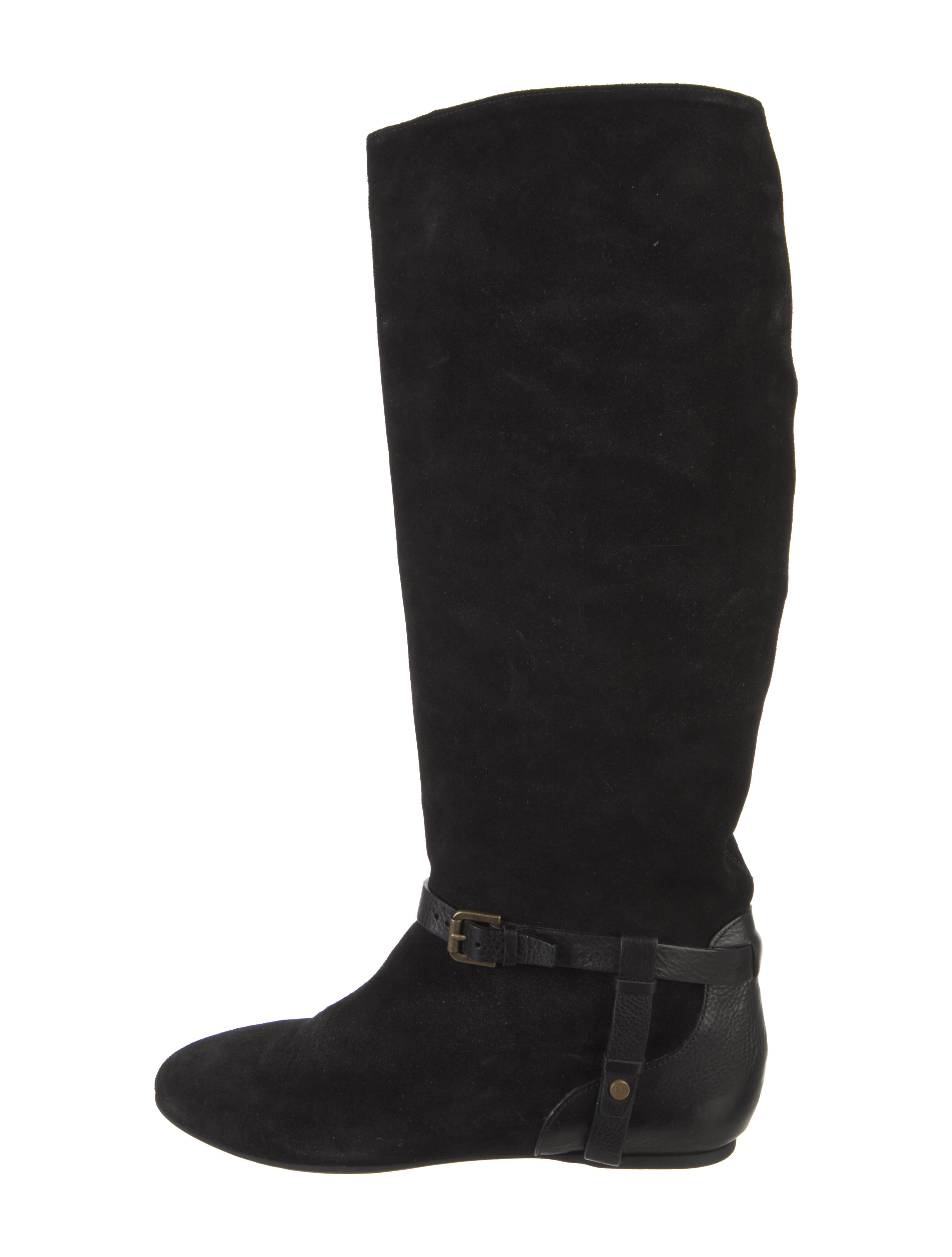 Ralph Lauren Suede Riding Boots Black Boots, Shoes WYG96451 The