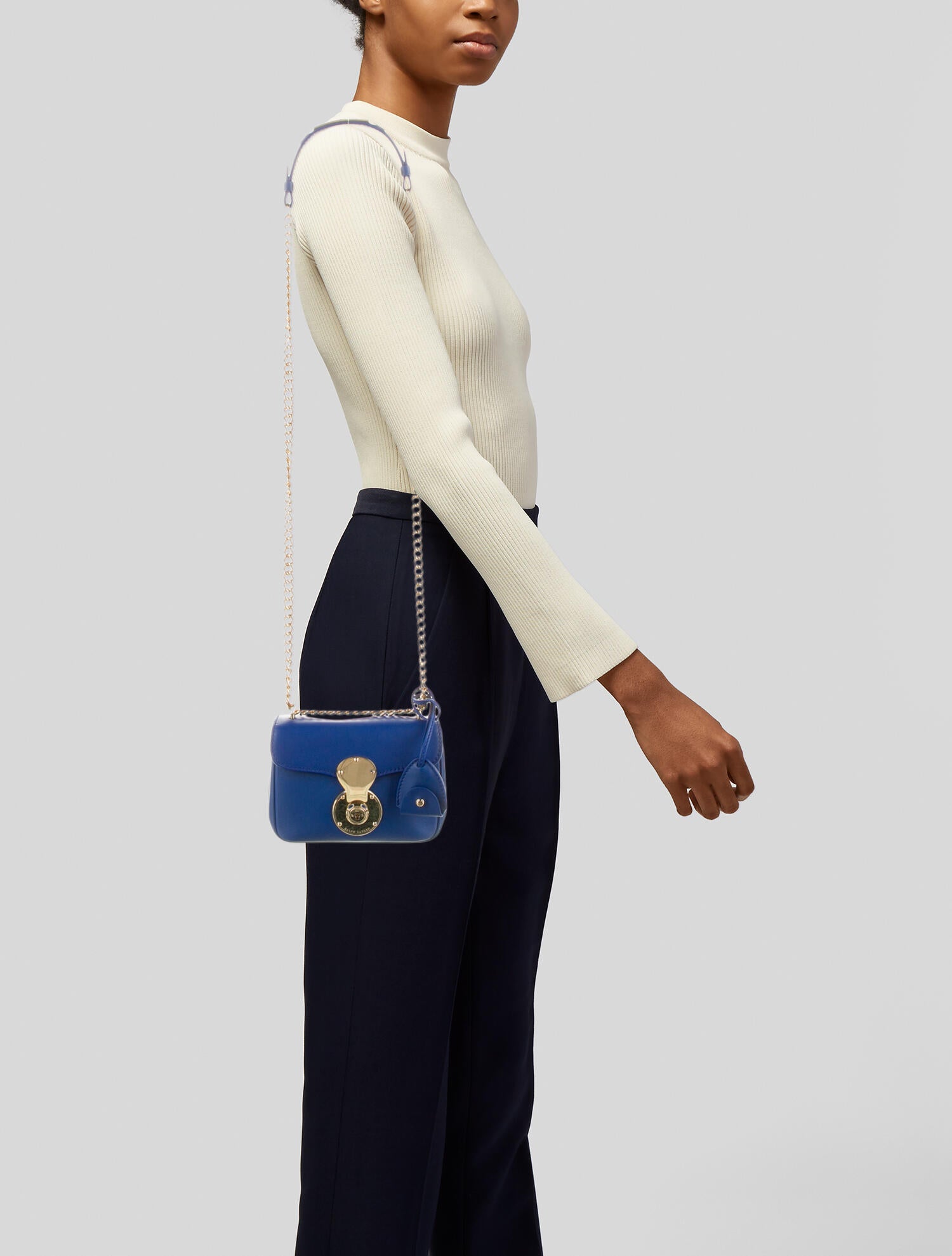 Ralph Lauren Leather Mini Ricky Crossbody Bag Blue Crossbody Bags