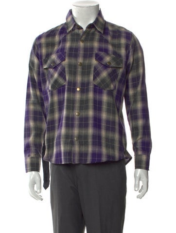 Youths IN Balaclava Casual Shirts Plaid Print Long Sleeve Western Shirt S