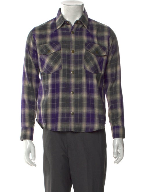 YOUTHS IN BALACLAVA Plaid Print Long Sleeve Western Shirt