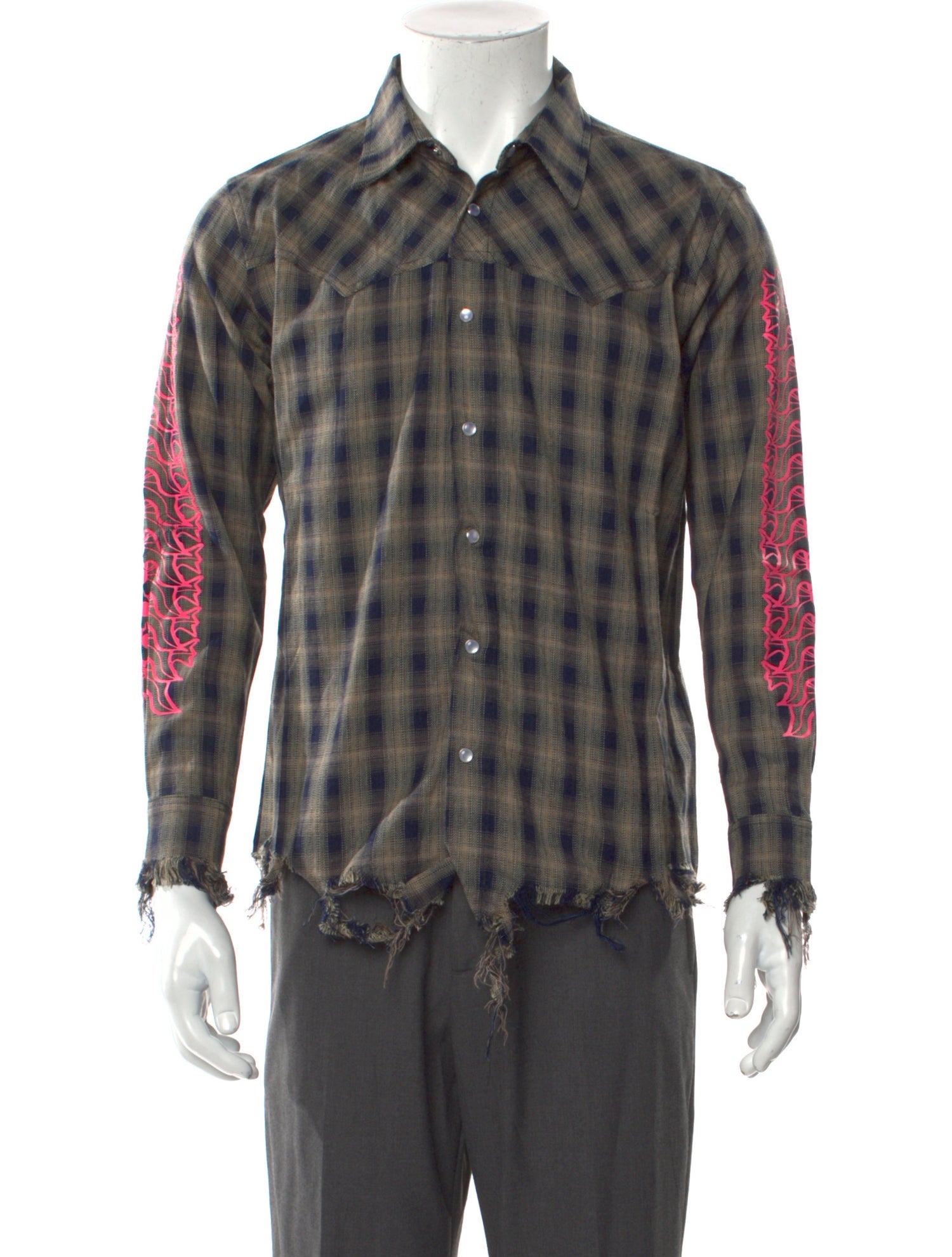 YOUTHS IN BALACLAVA Plaid Print Long Sleeve Western Shirt